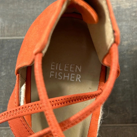 NEW Eileen Fisher Leather Wedge Espadrille Sandals - Picture 6 of 10